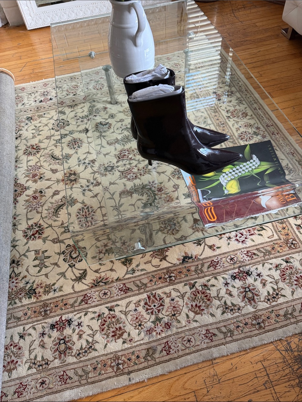 Zara Glossy Black Pointed Ankle Boots